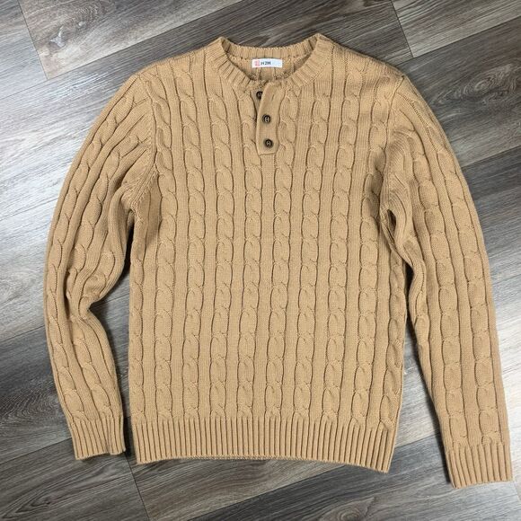 Vintage H2H Brown Cable Knit Pullover Long Sleeve Sweater Size Large - Picture 1 of 6